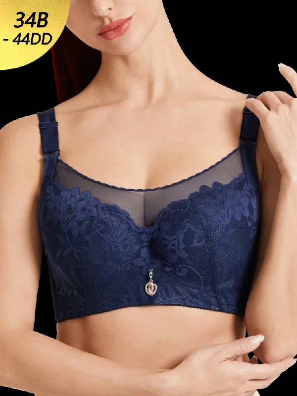 Unpadded bras for a natural and lightweight feel Floral Mesh Spliced Full Cup Breathable Underwire Bras Unpadded bras for a natural and lightweight feel Floral Mesh Spliced Full Cup Breathable Underwire Bras