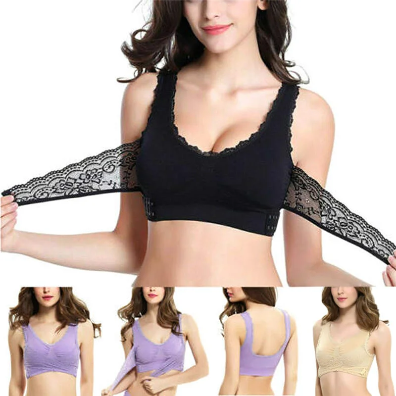 Bra with a lace - lined cup for a feminine and elegant look Front Cross Side Buckle Wireless Lace Bra Bra with a lace - lined cup for a feminine and elegant look Front Cross Side Buckle Wireless Lace Bra