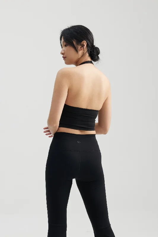 maternity women sport bra for expectant mothers Halter Longline Bra in Black Sesame
