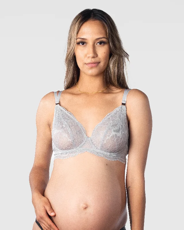 Bra with a plus - size customized fit option for a perfect fit HEROINE PLUNGE SILVER NURSING BRA - FLEXI UNDERWIRE Bra with a plus - size customized fit option for a perfect fit HEROINE PLUNGE SILVER NURSING BRA - FLEXI UNDERWIRE