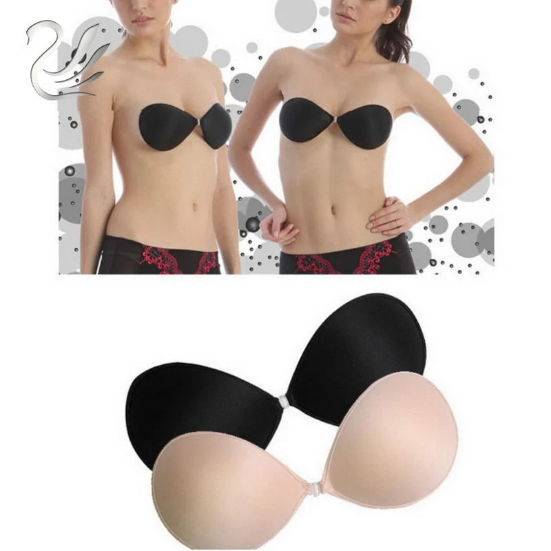 Bra with a memory foam cup for a customized fit Invisible Strapless Bra Push Up Silicone Bust Front Closure Bra with a memory foam cup for a customized fit Invisible Strapless Bra Push Up Silicone Bust Front Closure