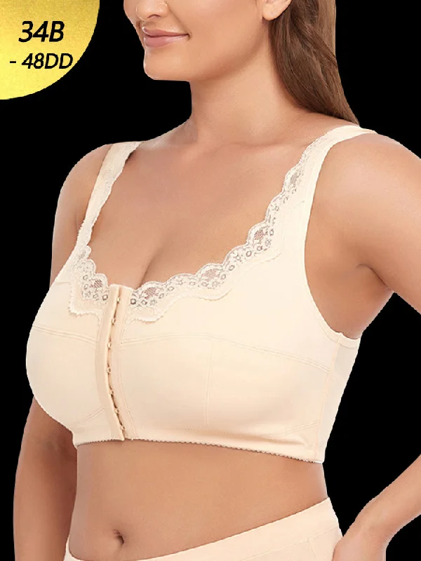 Bra with anti - bacterial properties for a hygienic fit Lace Thin Front Closure Wire-free Back Support Posture Bra Bra with anti - bacterial properties for a hygienic fit Lace Thin Front Closure Wire-free Back Support Posture Bra