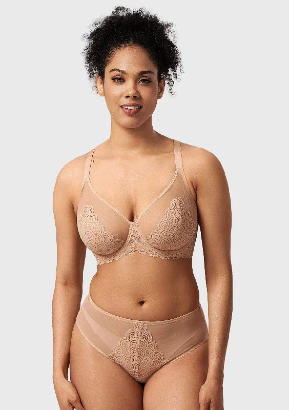 Bra with a contour memory foam cup for a natural look Mermaid Scales Lace Beige Unlined Underwire Bra Bra with a contour memory foam cup for a natural look Mermaid Scales Lace Beige Unlined Underwire Bra
