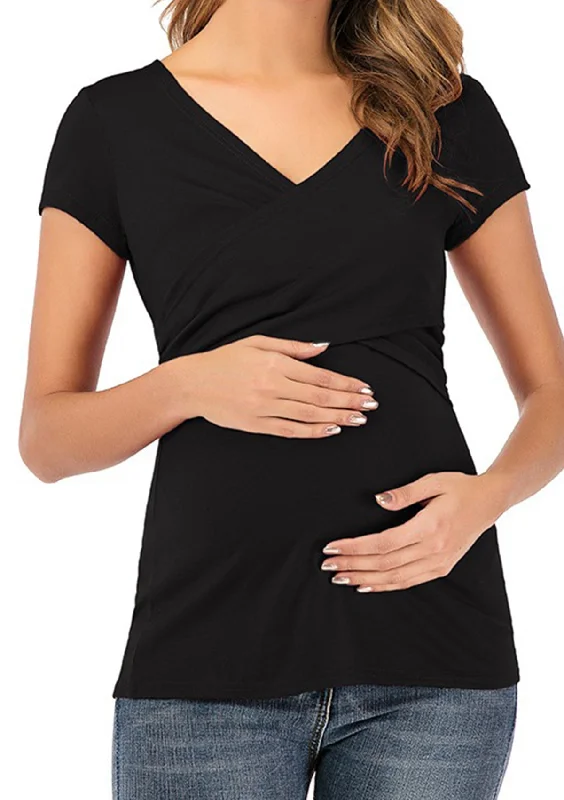 Bra with a shiny finish for a glamorous effect MOMSHIP Maternity Shirt Short Sleeve Nursing Tops Bra with a shiny finish for a glamorous effect MOMSHIP Maternity Shirt Short Sleeve Nursing Tops