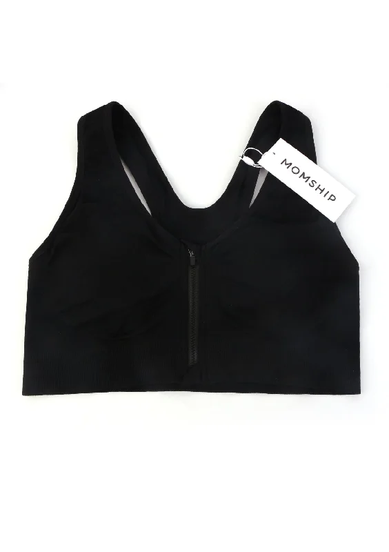 Bra with a solid color for a classic and versatile option MOMSHIP Front Zip Medium-Impact Sports Bra Bra with a solid color for a classic and versatile option MOMSHIP Front Zip Medium-Impact Sports Bra