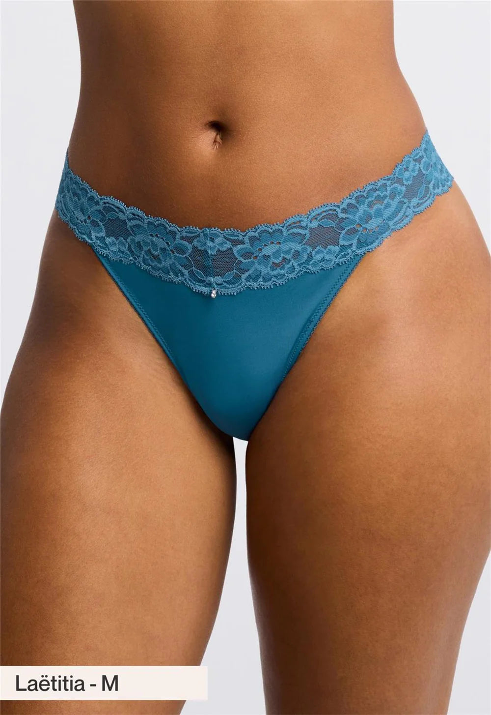 Bra with a memory foam cup for a customized fit​ Montelle 9002 Thong in Surf
