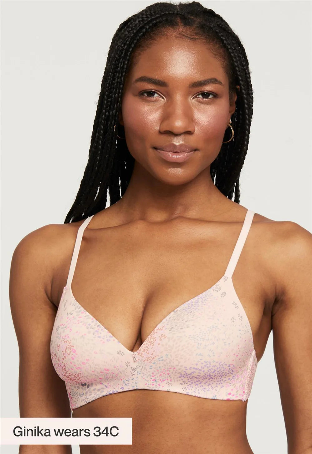 Bra with a nylon - lined cup for stretch and support MONTELLE 9317 WIRE-FREE T-SHIRT BRA IN FLOWER FIELDS Bra with a nylon - lined cup for stretch and support MONTELLE 9317 WIRE-FREE T-SHIRT BRA IN FLOWER FIELDS