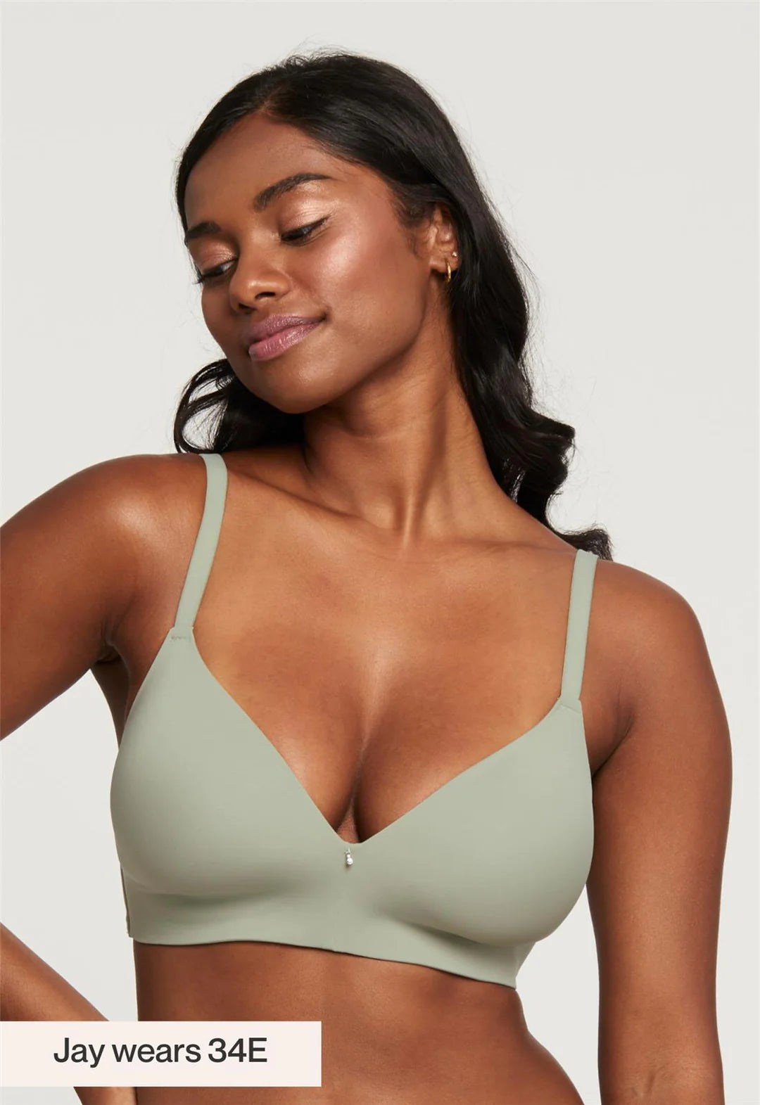 Bra with a plus - size underwire for enhanced support Montelle 9317 Wire-free T-Shirt Bra in Sage Bra with a plus - size underwire for enhanced support Montelle 9317 Wire-free T-Shirt Bra in Sage