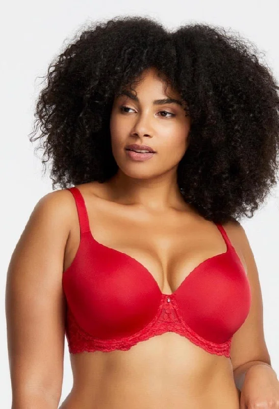 Bra with adjustable hooks for a customized fit​ Montelle 9320 Pure Plus Full Coverage T-Shirt Bra in Sweet Red