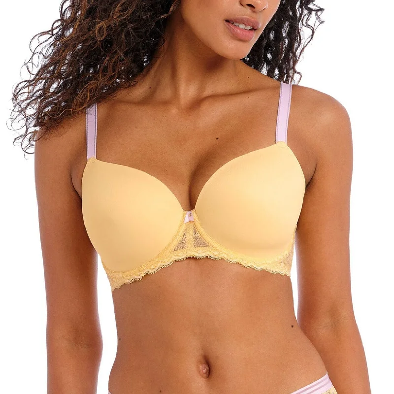 Full - cup bras providing maximum coverage and support Offbeat Moulded Demi T-Shirt Bra In Lemon Fizz - Freya Full - cup bras providing maximum coverage and support Offbeat Moulded Demi T-Shirt Bra In Lemon Fizz - Freya