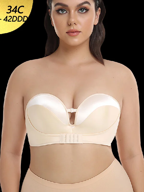 Bra with a push - up insert for extra cleavage on demand Push Up Lingerie Nonslip Bandeau Front Buckle Lift Strapless Bras Bra with a push - up insert for extra cleavage on demand Push Up Lingerie Nonslip Bandeau Front Buckle Lift Strapless Bras