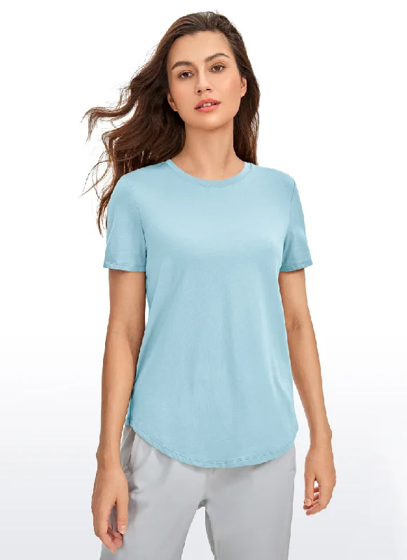 Silk bras for a luxurious and smooth texture​ Pima Cotton Short Sleeves Round Neck