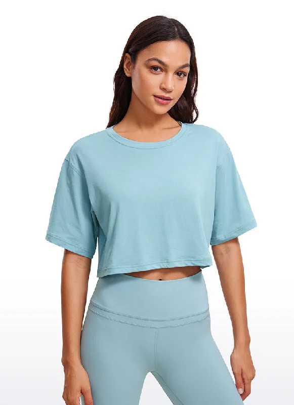 Bra with a plus - size padded strap for reduced shoulder strain Pima Cotton Short Sleeves Cropped Bra with a plus - size padded strap for reduced shoulder strain Pima Cotton Short Sleeves Cropped