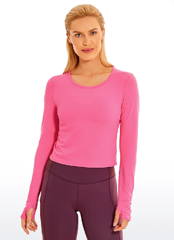 Bra with a plus - size cup for fuller figures Brushed Long Sleeve with Thumbholes Cropped Bra with a plus - size cup for fuller figures Brushed Long Sleeve with Thumbholes Cropped