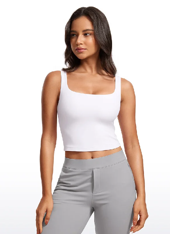 Bra with a bandeau style for a strapless and sleek look Butterluxe Double Lined Square Neck Tank Tops Bra with a bandeau style for a strapless and sleek look Butterluxe Double Lined Square Neck Tank Tops