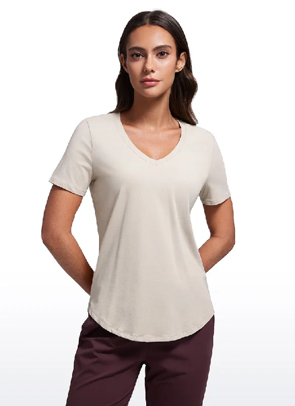 Bra with a satin finish for a luxurious look​ Pima Cotton Pro Short Sleeves V Neck