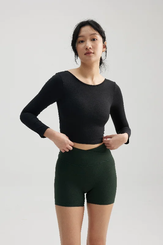 machine - made women sport bra for affordability Reversible Long Sleeve Crop in Black Sesame machine - made women sport bra for affordability Reversible Long Sleeve Crop in Black Sesame