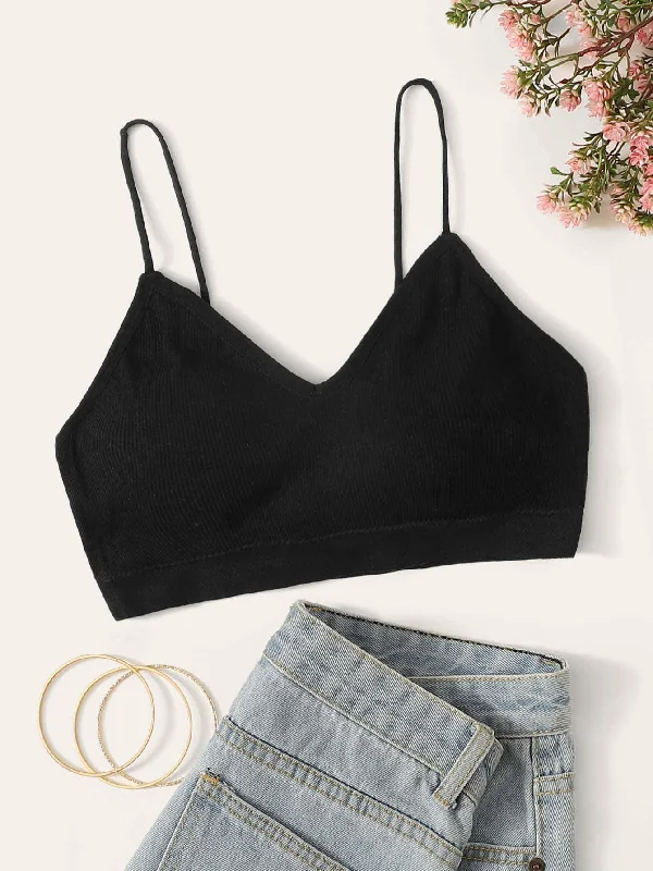 Bra with a textured fabric for added visual interest​ Ribbed Knit Bralette