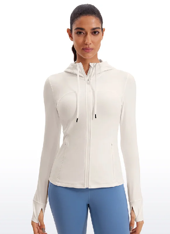 Front - closure bras for easy on and off Butterluxe Full Zip Pocketed Hoodies Thumb Holes Front - closure bras for easy on and off Butterluxe Full Zip Pocketed Hoodies Thumb Holes