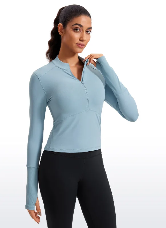 Bra with a hypoallergenic lining for sensitive skin Brushed Half-Zip Long Sleeve Cropped Bra with a hypoallergenic lining for sensitive skin Brushed Half-Zip Long Sleeve Cropped
