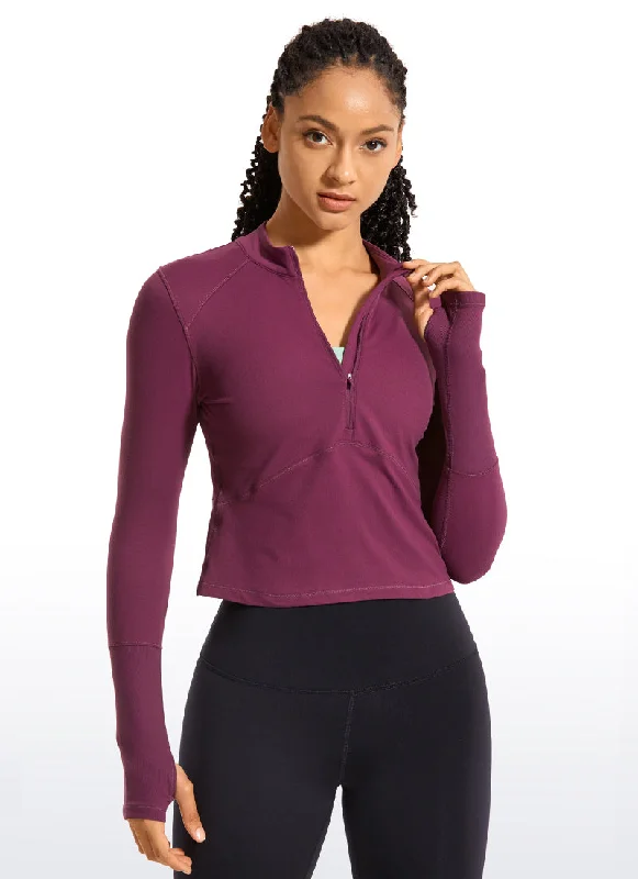 Bra with a contour memory foam cup for a natural look​ Brushed Half-Zip Long Sleeve Cropped