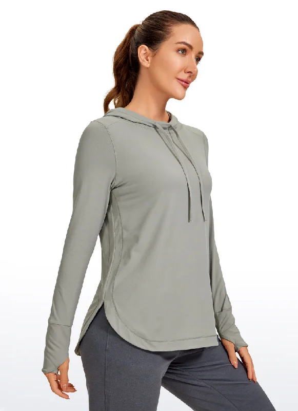 Bra with a textured fabric for added visual interest Brushed Feeling Long Sleeves Hoodie with Thumbhole Bra with a textured fabric for added visual interest Brushed Feeling Long Sleeves Hoodie with Thumbhole
