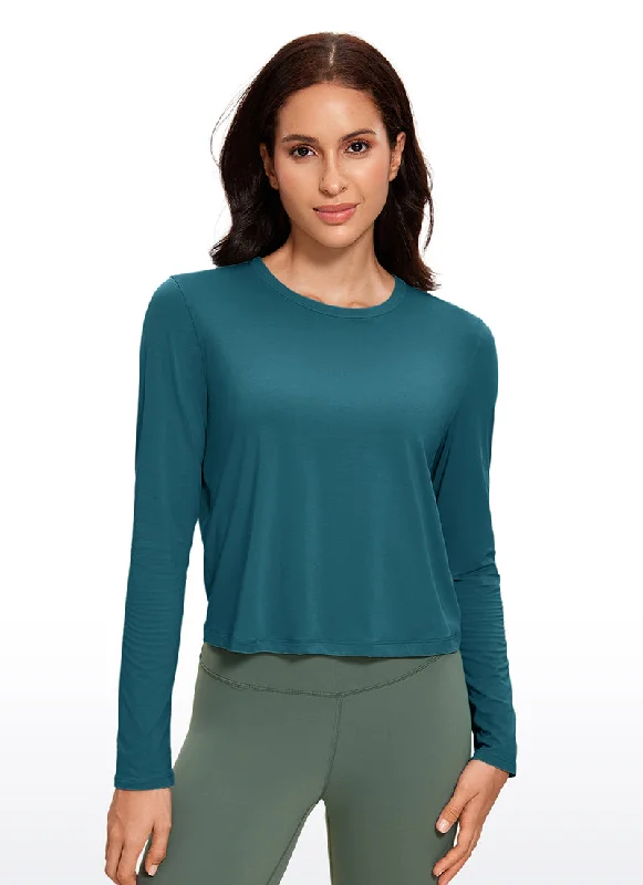 Bra with a balconette style for a flirty neckline Pima Cotton Cropped Long Sleeve Classic Fit Bra with a balconette style for a flirty neckline Pima Cotton Cropped Long Sleeve Classic Fit