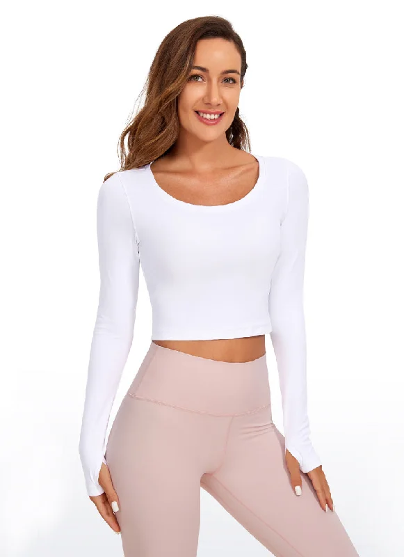 Bra with a plunge neckline for low - cut tops Butterluxe Cropped Long Sleeve Scoop Neck Bra with a plunge neckline for low - cut tops Butterluxe Cropped Long Sleeve Scoop Neck