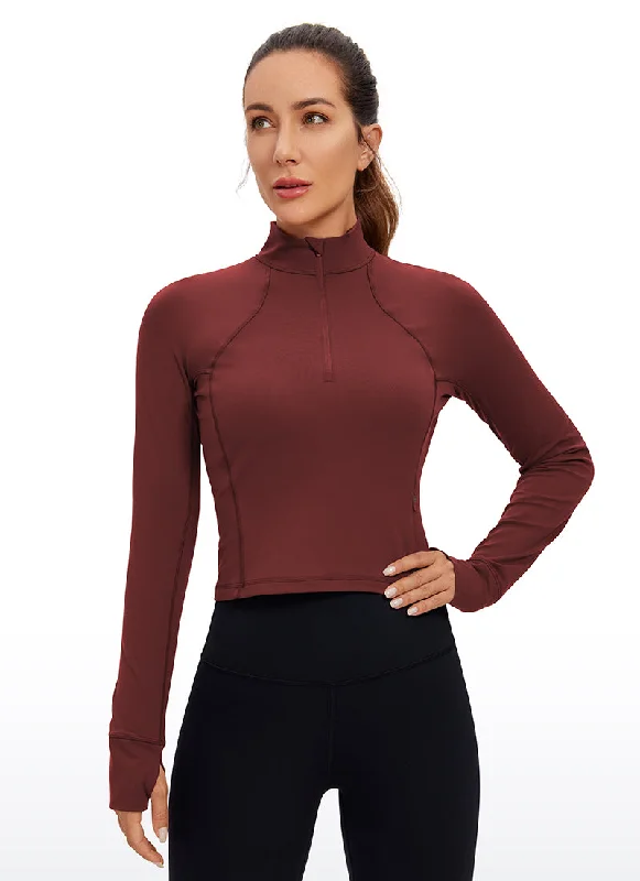 Push - up bras to add cleavage and lift​ Butterluxe Half-Zip Long Sleeve Cropped