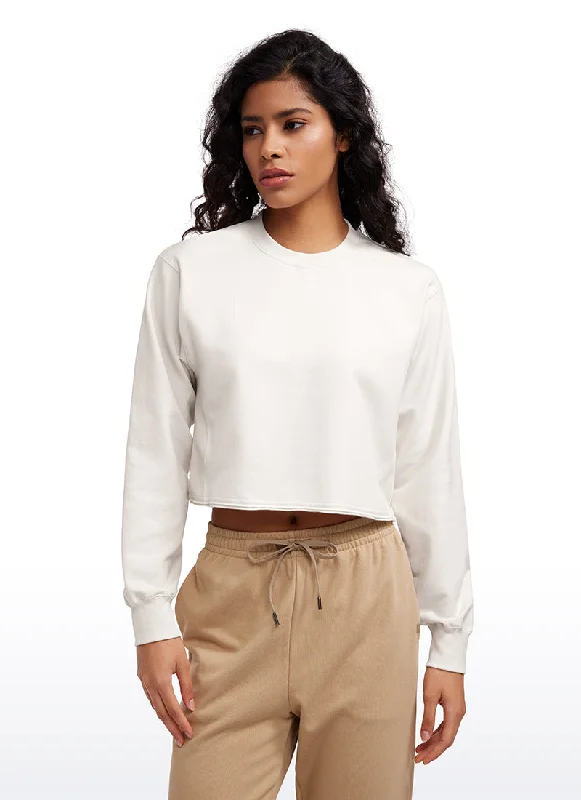 Bra with a quick - drying lining for convenience Amenity Double Raw Hem Sweatshirts Crew Neck Bra with a quick - drying lining for convenience Amenity Double Raw Hem Sweatshirts Crew Neck
