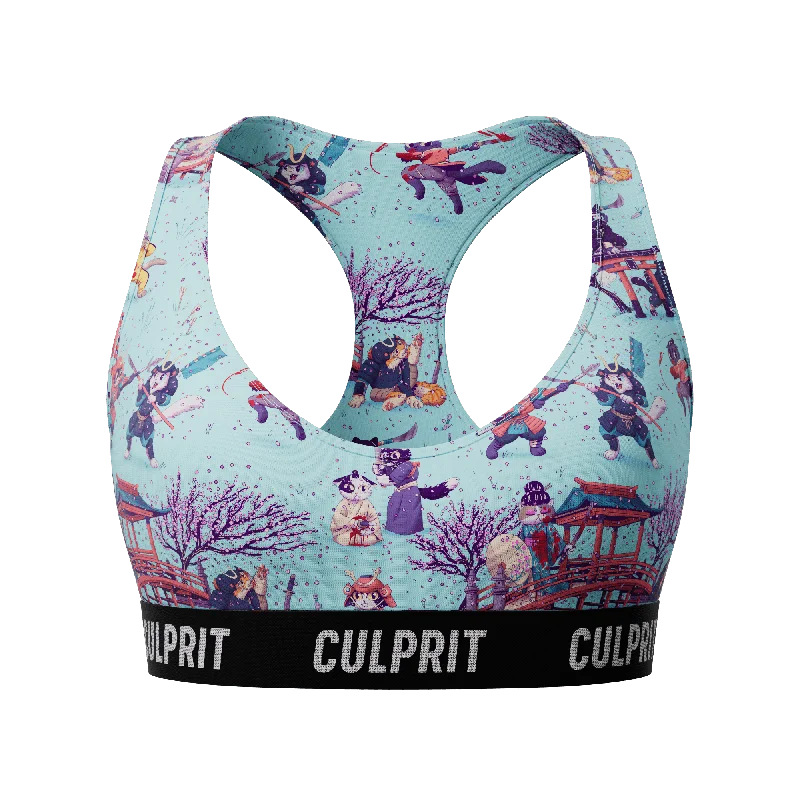 Bra with a mesh panel for added breathability​ Samurai Cats ?⚔️ ComfyBra