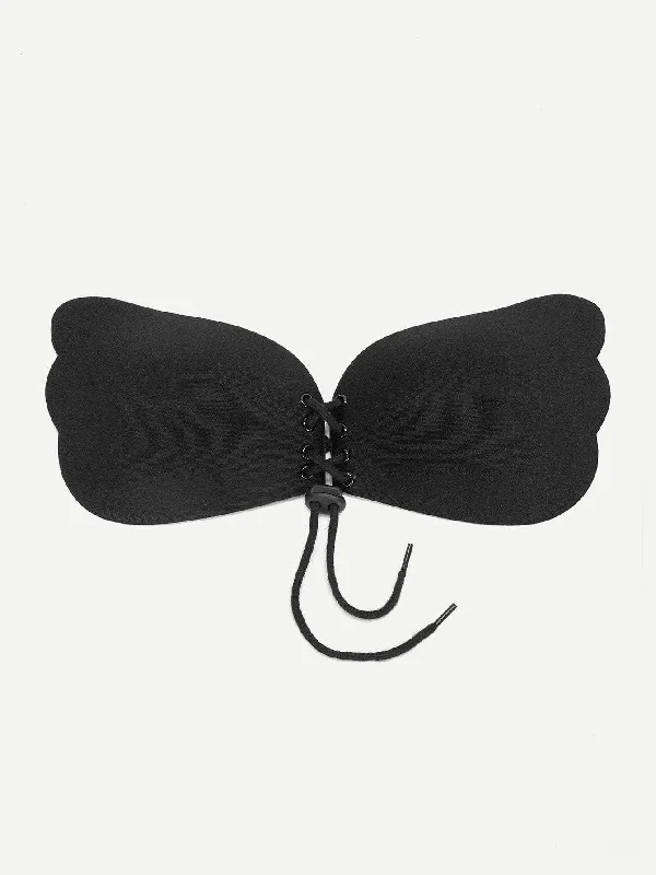 Bra with a foam - lined cup for a more structured shape Self Adhesive Lace-up Nubra Bra with a foam - lined cup for a more structured shape Self Adhesive Lace-up Nubra