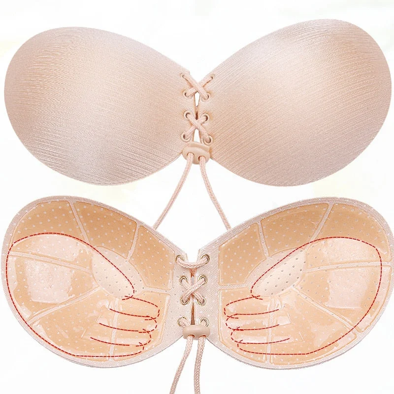 Bra with a push - up memory foam cup for enhanced cleavage Self-Adhesive Silicone Bra Bust Front Closure Bra with a push - up memory foam cup for enhanced cleavage Self-Adhesive Silicone Bra Bust Front Closure