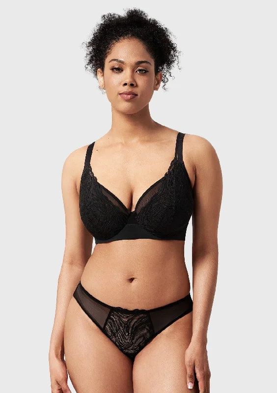 Bra with a half - cup design for a sexy and minimalist look Serenata Flora Linear Lace Sheer Mesh Full Coverage Unlined Underwire Bra Bra with a half - cup design for a sexy and minimalist look Serenata Flora Linear Lace Sheer Mesh Full Coverage Unlined Underwire Bra