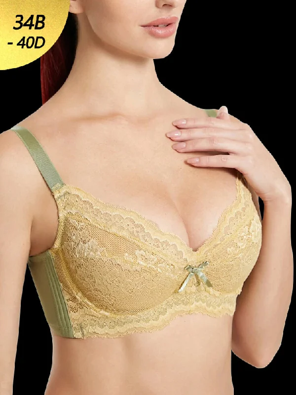 Bra with a mesh - lined cup for better breathability Sexy Lace Bowknot Soft Underwire Breathable Mesh Bras Bra with a mesh - lined cup for better breathability Sexy Lace Bowknot Soft Underwire Breathable Mesh Bras