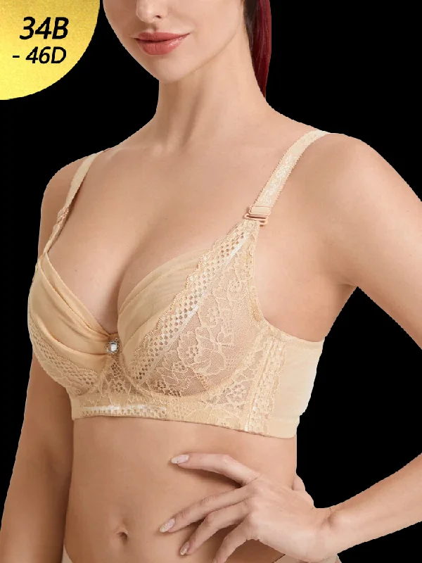 Bra with a lace - lined cup for a feminine and elegant look Sexy Ultra Thin Breathable Mesh Minimizer Bras Bra with a lace - lined cup for a feminine and elegant look Sexy Ultra Thin Breathable Mesh Minimizer Bras