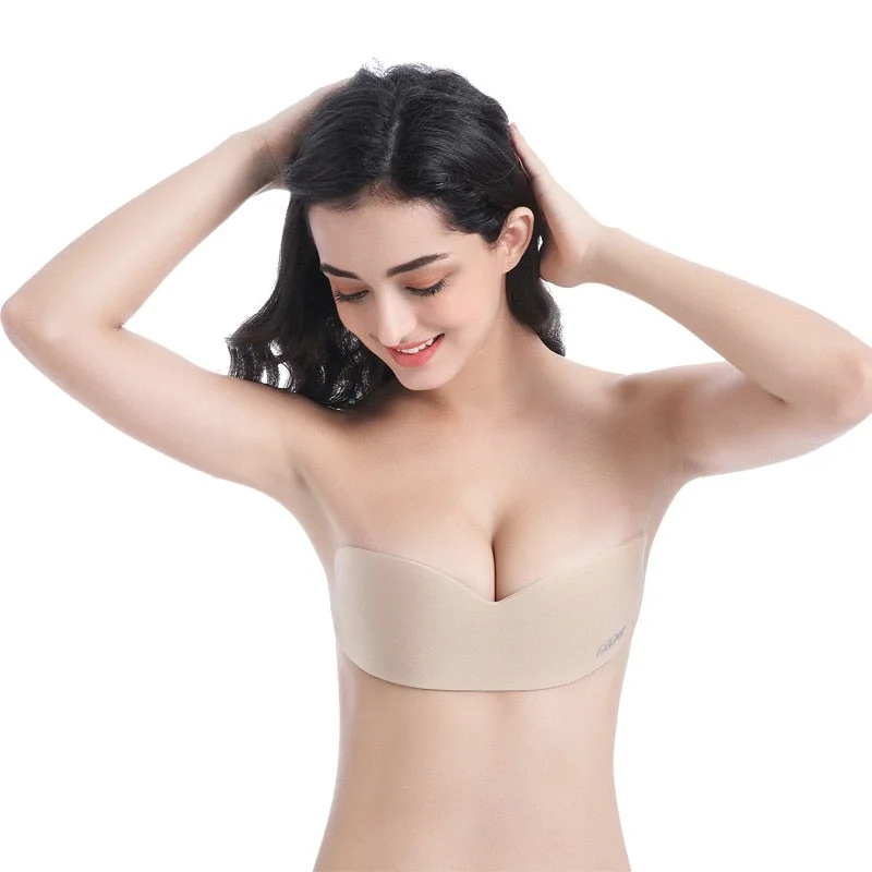 Bra with a non - padded cup for a natural feel Silicone Bra Backless Bralete Super Push Up Sticky Bras Without Straps Bra with a non - padded cup for a natural feel Silicone Bra Backless Bralete Super Push Up Sticky Bras Without Straps