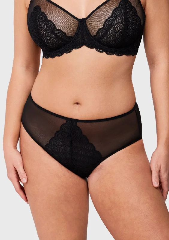 Bra with a plunge neckline for low - cut tops​ Songful Mermaid High-Rise Black Lace Brief Underwear