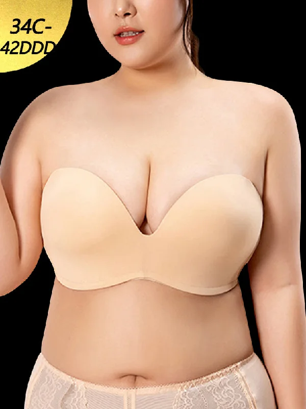 Bra with a low - cut cup for a more revealing style Strapless Push-Up Invisible Wireless Multiway Bra Bra with a low - cut cup for a more revealing style Strapless Push-Up Invisible Wireless Multiway Bra