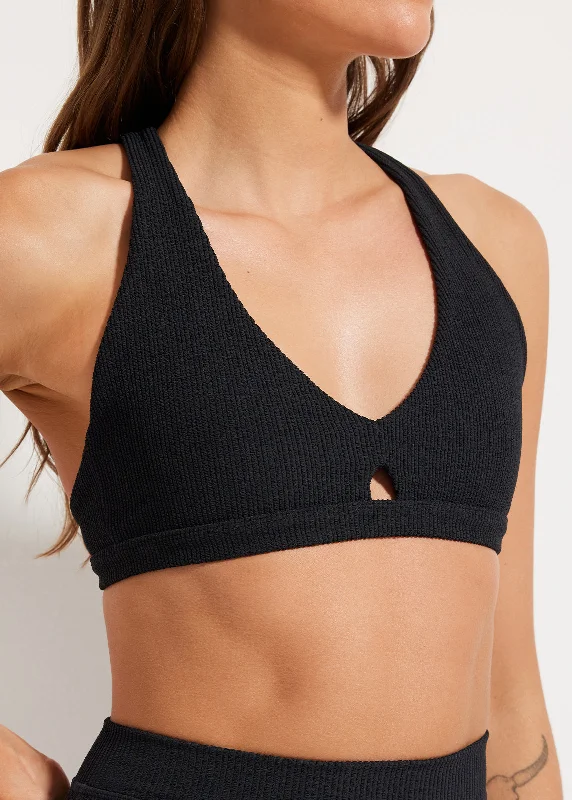 medium impact compression women sport bra Sweat To Splash™ Crinkle Plunge Bra