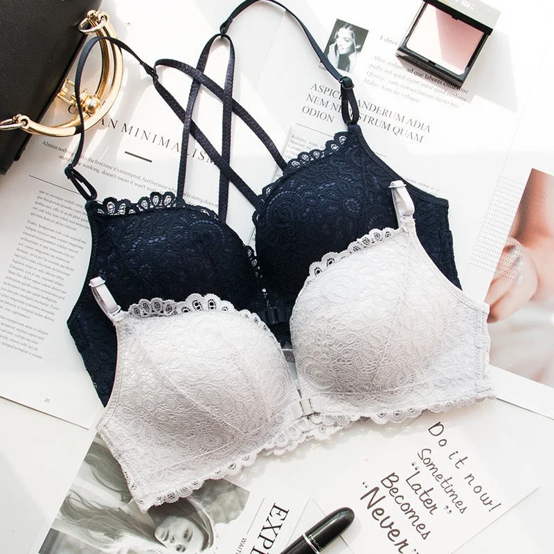 Bra with a satin - lined cup for a smooth and comfortable fit Wireless Front Closure Bras Push Up Wireless Lace Backless Bra with a satin - lined cup for a smooth and comfortable fit Wireless Front Closure Bras Push Up Wireless Lace Backless