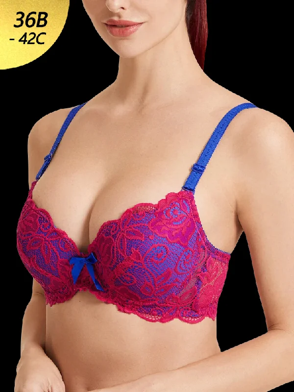 Bra with a bandeau style for a strapless and sleek look Women Lace Floral Bowknot Breathable Bras Bra with a bandeau style for a strapless and sleek look Women Lace Floral Bowknot Breathable Bras
