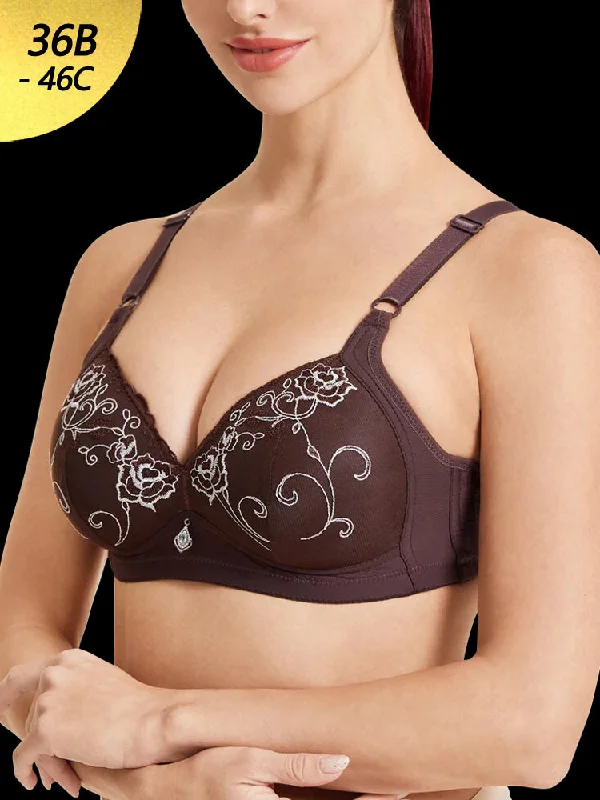 Bra with a plunge neckline for low - cut tops Women's Floral Wireless Light Full Cup Push Up Bra Bra with a plunge neckline for low - cut tops Women's Floral Wireless Light Full Cup Push Up Bra