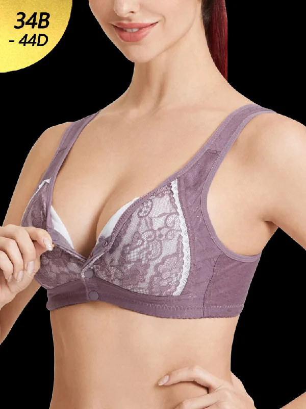 Bra with a plus - size long - line design for a slimming effect Women's Front Button Closure Soft Wireless Bra Bra with a plus - size long - line design for a slimming effect Women's Front Button Closure Soft Wireless Bra