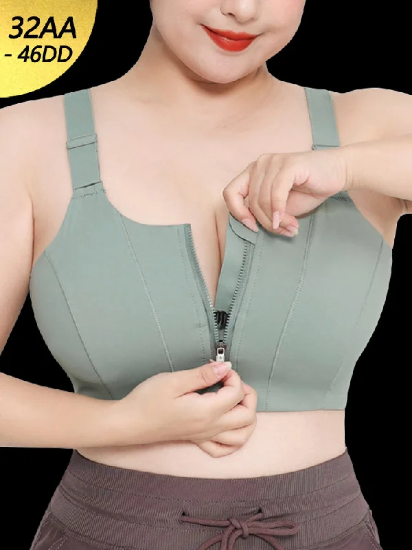 Demi - cup bras for a sexy and revealing look Women's Front Zipper Sports High Impact Racerback Bra Demi - cup bras for a sexy and revealing look Women's Front Zipper Sports High Impact Racerback Bra