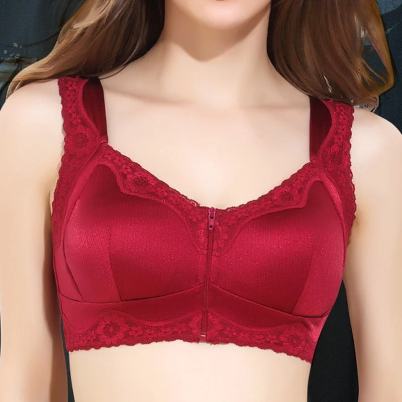 Bra with a built - in underwire for enhanced support Women's Full Coverage Underwear Lace Floral Push Up Zipper Bra with a built - in underwire for enhanced support Women's Full Coverage Underwear Lace Floral Push Up Zipper
