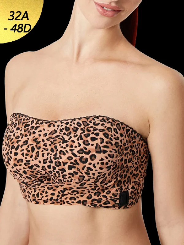Bra with a racerback design for better mobility Women's Leopard Print Wireless Non-slip Strapless Bras Bra with a racerback design for better mobility Women's Leopard Print Wireless Non-slip Strapless Bras