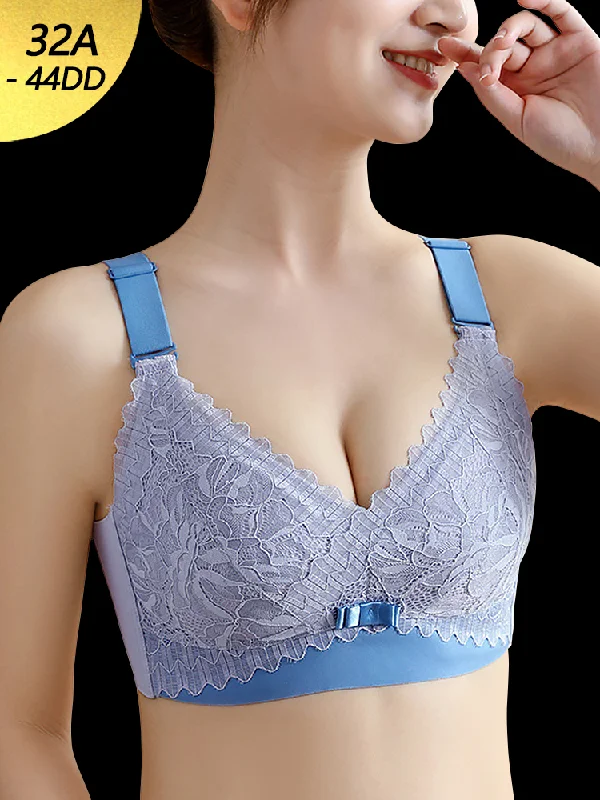 Bra with a quick - drying lining for convenience Women's Petal Lace Wire Free Minimizer Bras Bra with a quick - drying lining for convenience Women's Petal Lace Wire Free Minimizer Bras