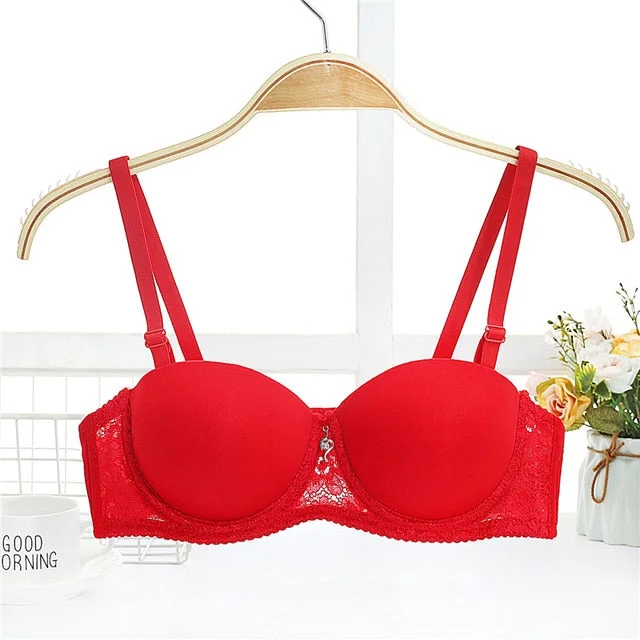 Bra with a quarter - cup design for a very revealing style Small Bust Sexy Lace Underwear for Women Bra with a quarter - cup design for a very revealing style Small Bust Sexy Lace Underwear for Women