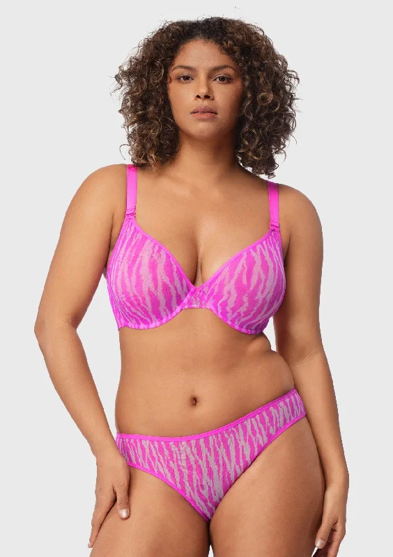 Bra with a satin finish for a luxurious look​ Zebra Wild Unlined Mesh Underwire Bra